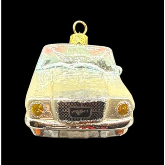 Kurt Adler 1964 1/2 Ford Mustang Cream/Red Polonaise Glass Christmas Ornament - Picture 8 of 16